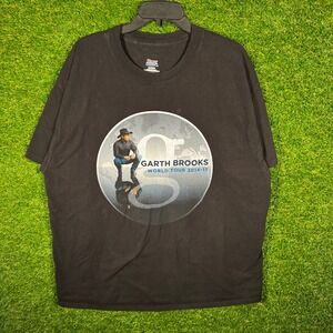 Garth Brooks‎ World Tour 2014-15 Concert T-Shirt Mens XL Black Hanes Beefy-T